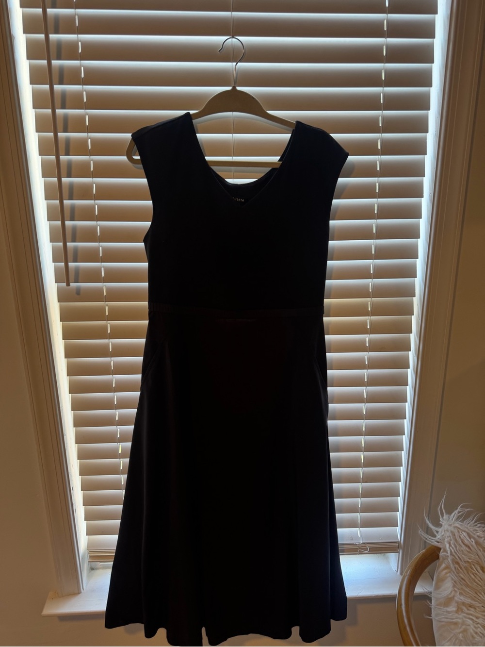Athleta Black Sleeveless Midi Dress- Open back